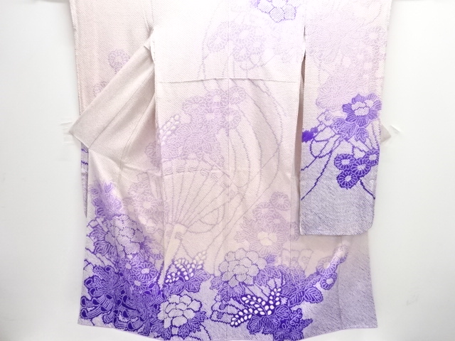 本総絞り檜扇に牡丹・桐模様振袖・長襦袢セット